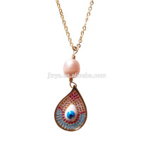 Mode Boho Stil 18 Karat vergoldet Zirkon Evil Eye Halskette